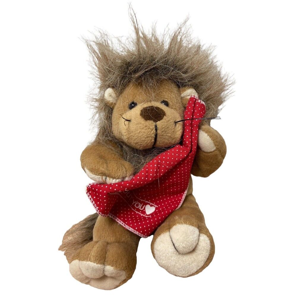 Valentine Plush Creations Inc Brown Baby Lion Plush 8" With Blankie Vintage 1994